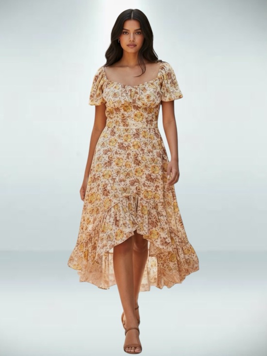 Band of the Free S ruffle high low boho midi dress - Picture 8 of 13